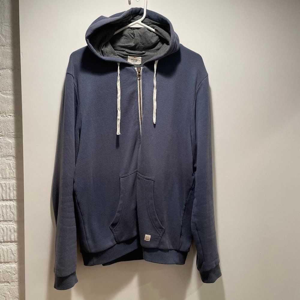 Marine Layer Full Zip Hoodie Men's Large Blue
